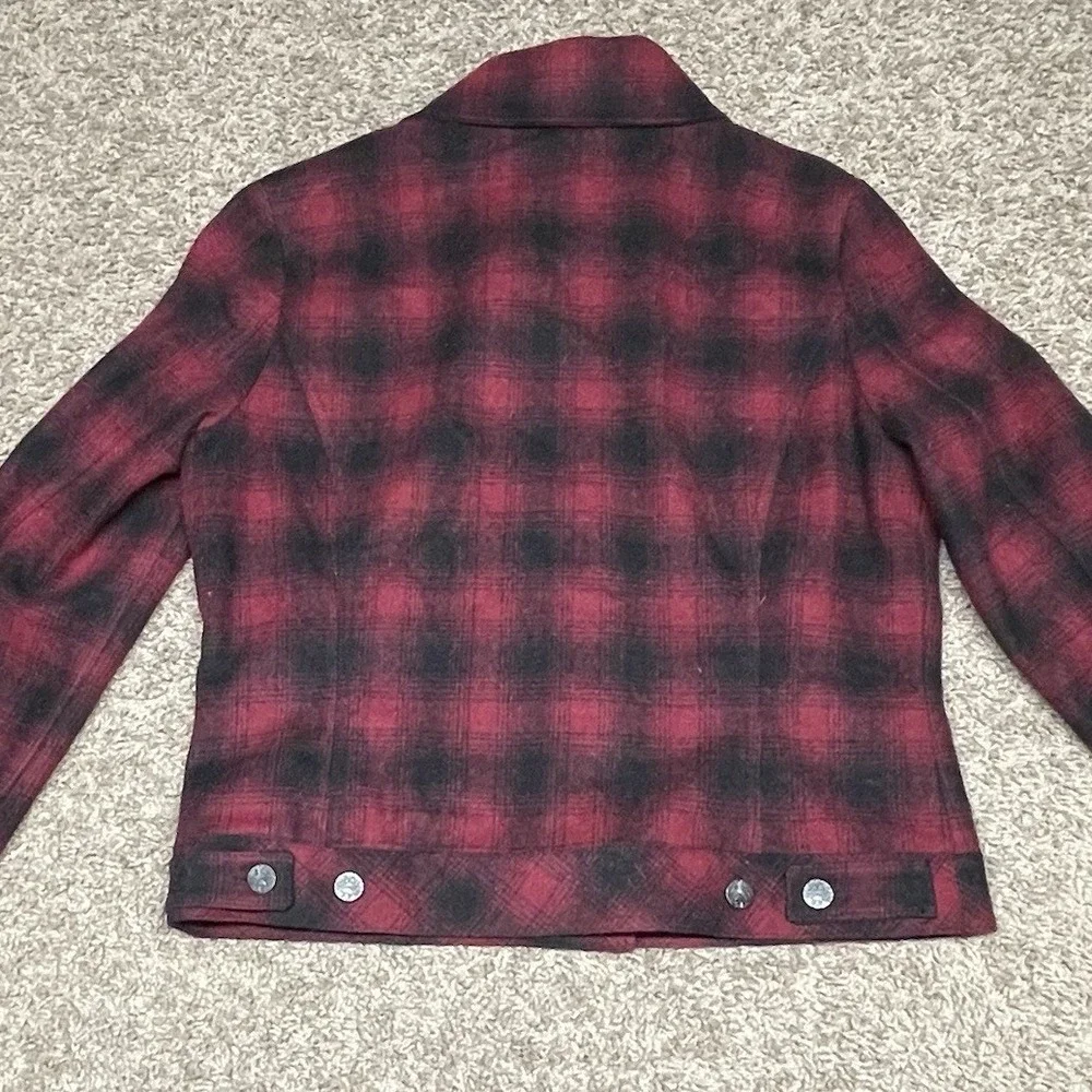 Levis Buffalo Plaid Wool Blend Trucker Jacket Medium cropped workwear grunge red